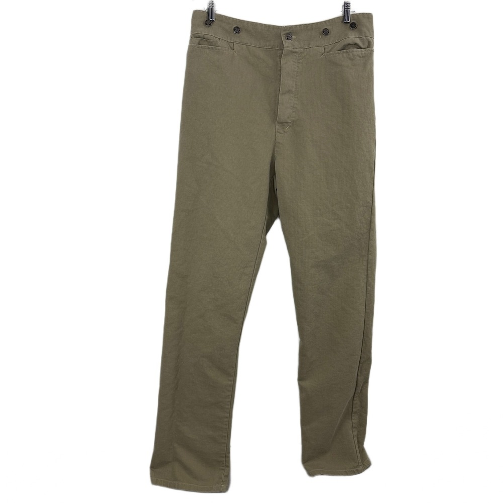 WAH Maker Pants Mens 36 Tan Corduroy Hi Rise Buckleback Suspender Button Western